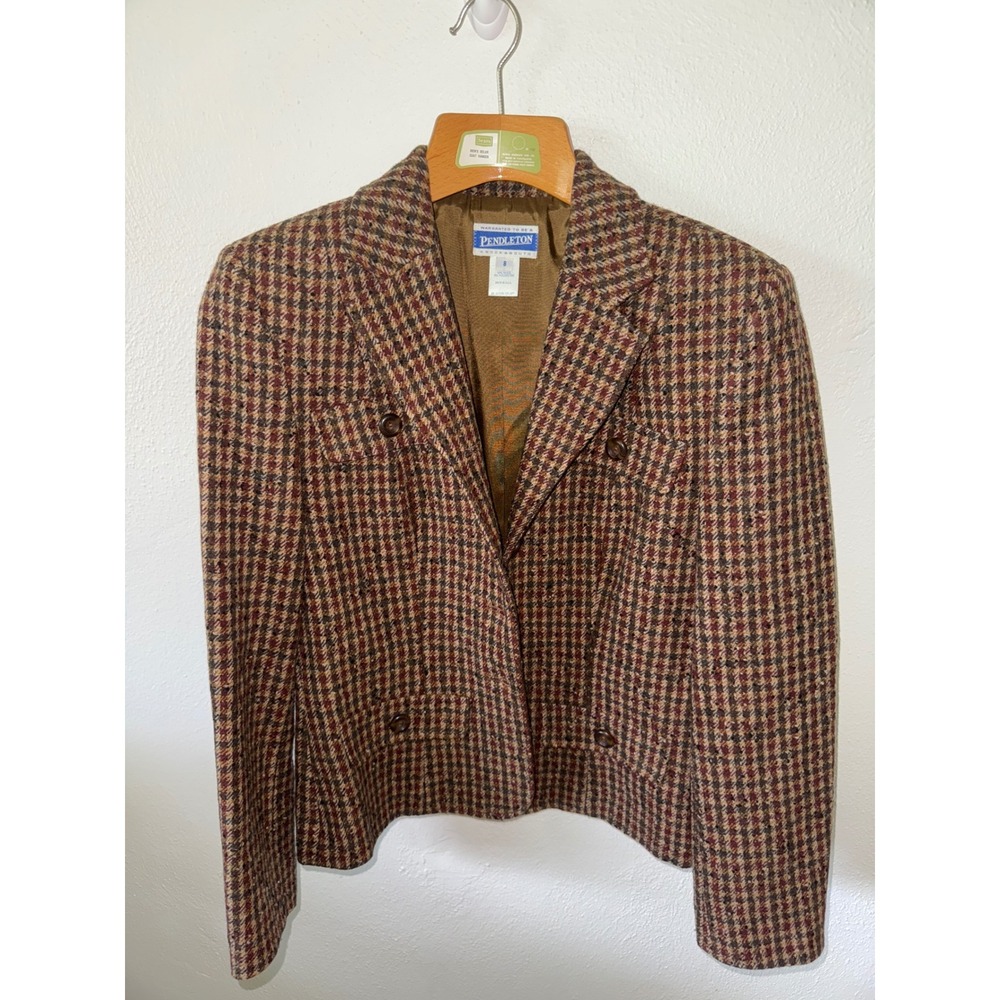 Pendleton Blazer Wool Houndstooth Double Breasted Jacket Career Size 8